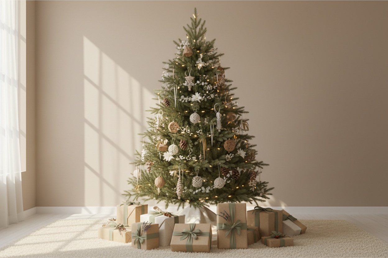 Banner navideño con árbol y regalos Rubrial